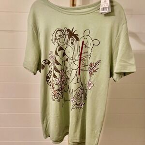 Disney Winnie the Pooh T-Shirt Women's XXL Light Green Graphic Tee